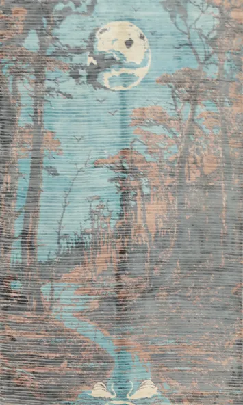 Serene Nights Enchanted Forest Moonlit Artful Design Rug 5x7