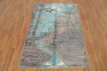Serene Nights Enchanted Forest Moonlit Artful Design Rug 5x7