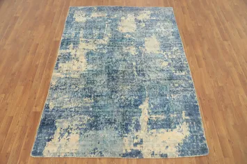 Elegant Blue Tones Abstract Rug 5x7 for Modern Living Room