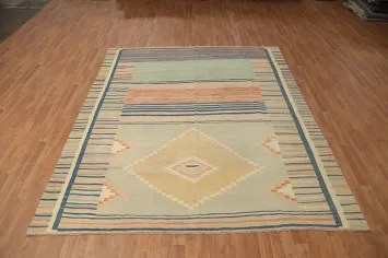 Pastel Colors Wool Kilim Handwoven Area Rug 8x10
