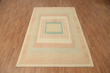 Elegant Pastel Wool Kilim Area Rug 6x9 Soft Tones for Modern Homes