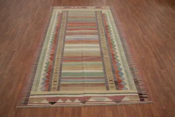 Handwoven Multicolor Tribal Kilim Wool Area Rug 6x10
