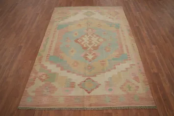 Geometric Wool Kilim Handwoven Rug 5x7