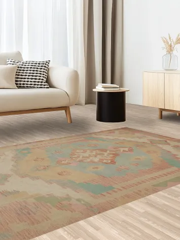 Geometric Wool Kilim Handwoven Rug 5x7