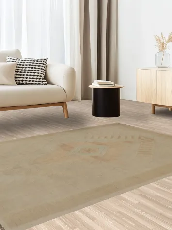 Muted Geometric Pattern Wool Kilim Rug 5x7 for Subtle Elegance