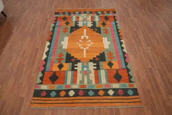 Geometric Kilim Handwoven Area Rug 5x8
