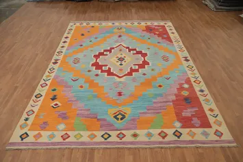 Geometric Kilim Handwoven Area Rug 9x12