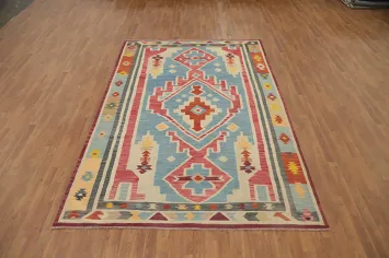 Tribal Wool Kilim Handwoven Area Rug 7x10
