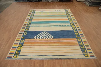 Geometric Kilim Handwoven Area Rug 9x12