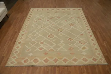 Vegetable Dye Wool Kilim Handwoven Area Rug 8x10