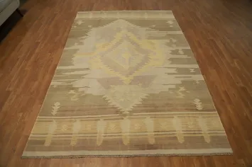 Vegetable Dye Wool Kilim Handwoven Area Rug 6x9