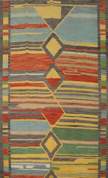 Vegetable Dye Kilim Flat Weave Area Rug 6x8