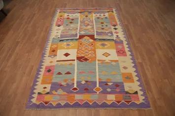 Southwestern Inspired Geometric Design Kilim Area Rug 5x8
