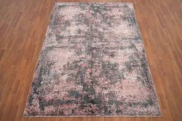 Elegance Distressed Look Abstract Pink and Gray Area Rug 6x8