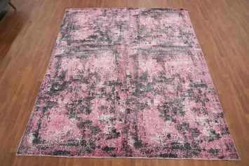 Modern Distressed Pink and Gray Abstract Area Rug 8x10