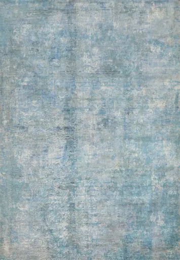 Blue Abstract Distressed Look Area Rug 9x11