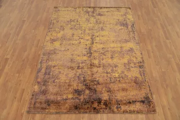 Rustic Charm Distressed Look Gold and Brown Area Rug 6x8