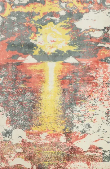Sunset Symphony: Radiant Artistry on a Handmade Rug 6x7