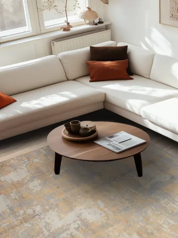 Modern Abstract Rug 7x8 in Earthy Tones for Cozy Home Decor