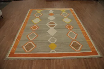 Vegetable Dye Wool Kilim Handwoven Area Rug 9x12