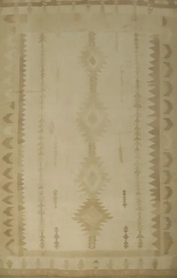 Elegant Kilim Area Rug 10x13 with Subtle Tribal Patterns