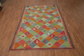Harmony Multicolor Rhombus Design Kilim Area Rug 7x10