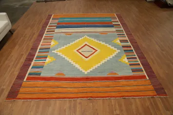 Vibrant Southwestern Style Kilim Area Rug 9x12