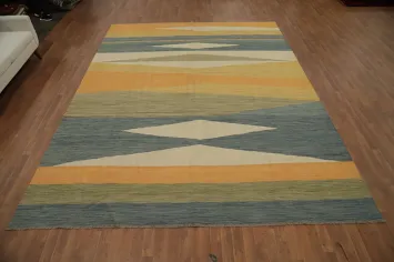 Geometric Kilim Vegetable Dye Area Rug 10x13