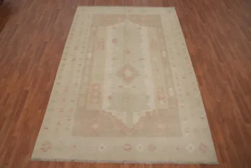 Vegetable Dye Wool Kilim Handwoven Area Rug 7x10