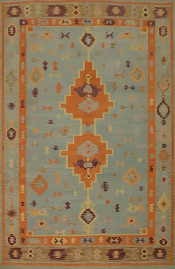 Vegetable Dye Wool Kilim Handwoven Area Rug 10x13