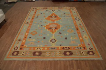 Vegetable Dye Wool Kilim Handwoven Area Rug 10x13