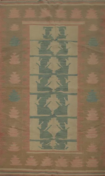 Geometric Wool Kilim Handwoven Rug 4x6