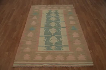 Geometric Wool Kilim Handwoven Rug 4x6