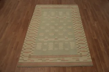 Geometric Wool Kilim Vegetable Dye Rug 4x6