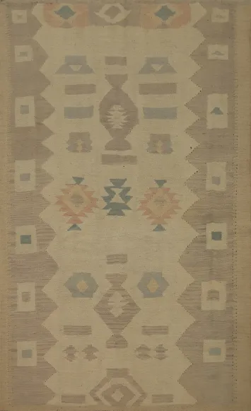 Vegetable Dye Wool Kilim Handwoven Rug 4x6