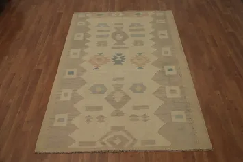 Vegetable Dye Wool Kilim Handwoven Rug 4x6