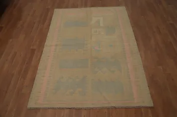 Artisan Wool Kilim Vegetable Dye Rug 4x6