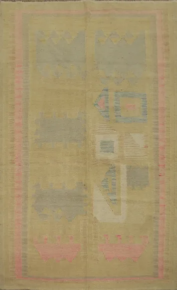 Vegetable Dye Wool Kilim Handwoven Rug 4x6