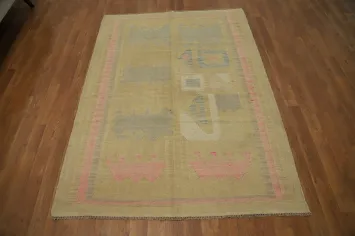 Vegetable Dye Wool Kilim Handwoven Rug 4x6