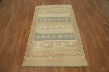 Nomadic Wool Geometric Kilim Vegetable Dye Rug 3x5