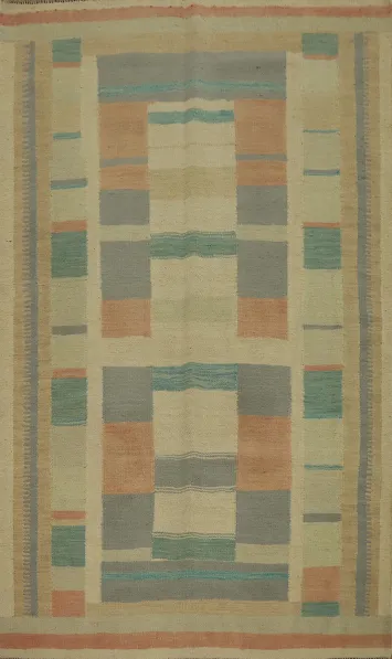 Geometric Wool Kilim Handwoven Rug 4x6