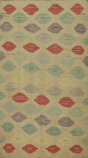 Modern Geometric Kilim Handwoven Rug 3x5