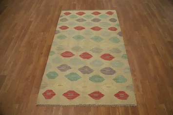 Modern Geometric Kilim Handwoven Rug 3x5