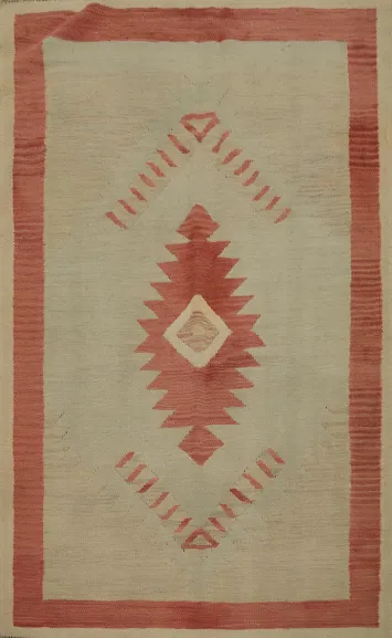 Southwestern Style Kilim Rug 4x6 with Geometric Patterns in Earth Tones