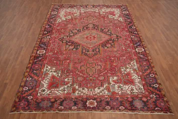 Geometric Heriz Persian Vegetable Dye Area Rug 9x12