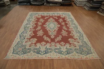 Floral Wool Kerman Persian Area Rug 10x12
