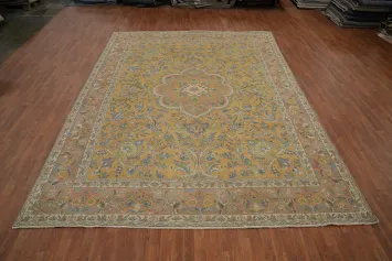 Handmade Floral Mashad Persian Area Rug 10x13