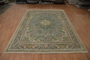 Traditional Gray Tabriz Persian Area Rug 10x13