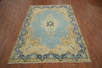 Light Blue Kerman Vegetable Dye Persian Area Rug 7x10