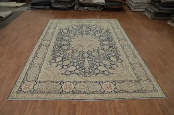 Vegetable Dye Blue Kerman Persian Large Rug 10x13